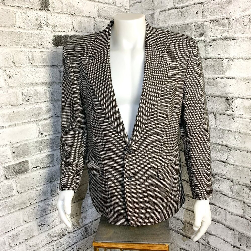 Vintage Union Made Harry Rosen Black White Wool Blazer Sport Coat